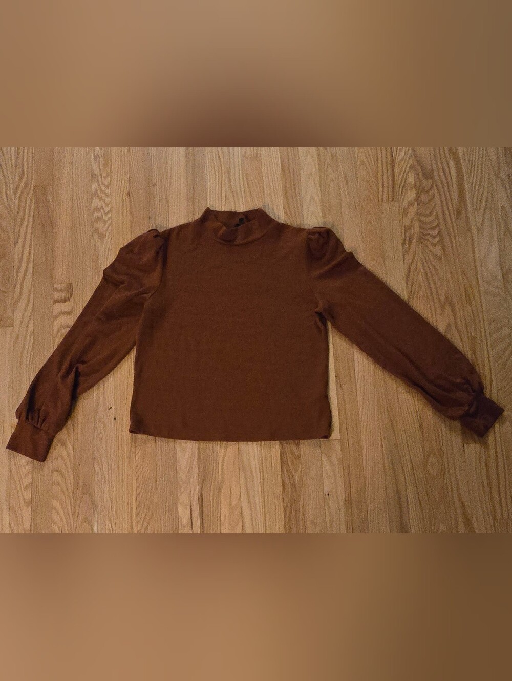 Dynamite Chestnut Brown/Terracotta Mock Neck Long Sleeve Top